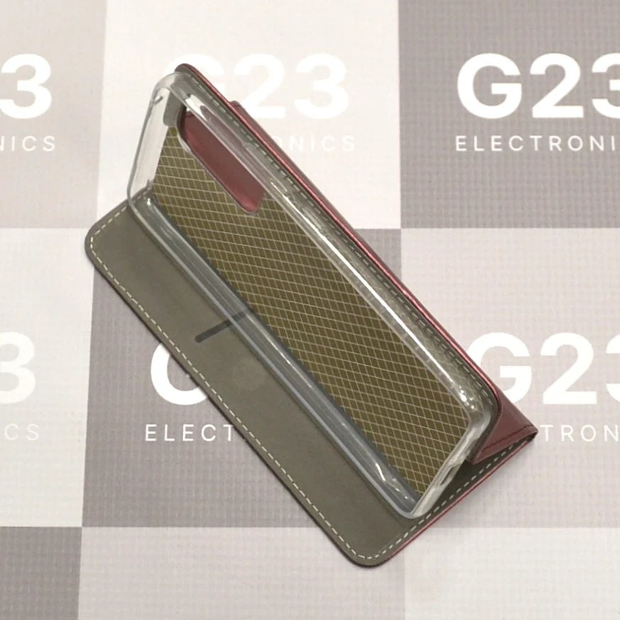 Re-Cap magnetinis dėklas Samsung Galaxy A53 5G telefonui bordo spalvos 11 Re-Cap dėklas knygelė Samsung Galaxy A53 5G pastatytas kaip stovas filmams žiūrėti