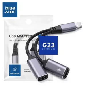 Blue Star Type-C į 2x Type-C lizdus jungtis laidas ausinėms ir įkrovimui originalioje pakuotėje