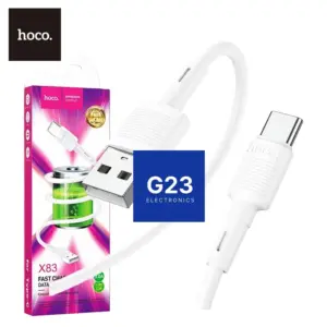 Type-C laidas Hoco X83 baltos spalvos – pakuotė su 1 m 3A laidu