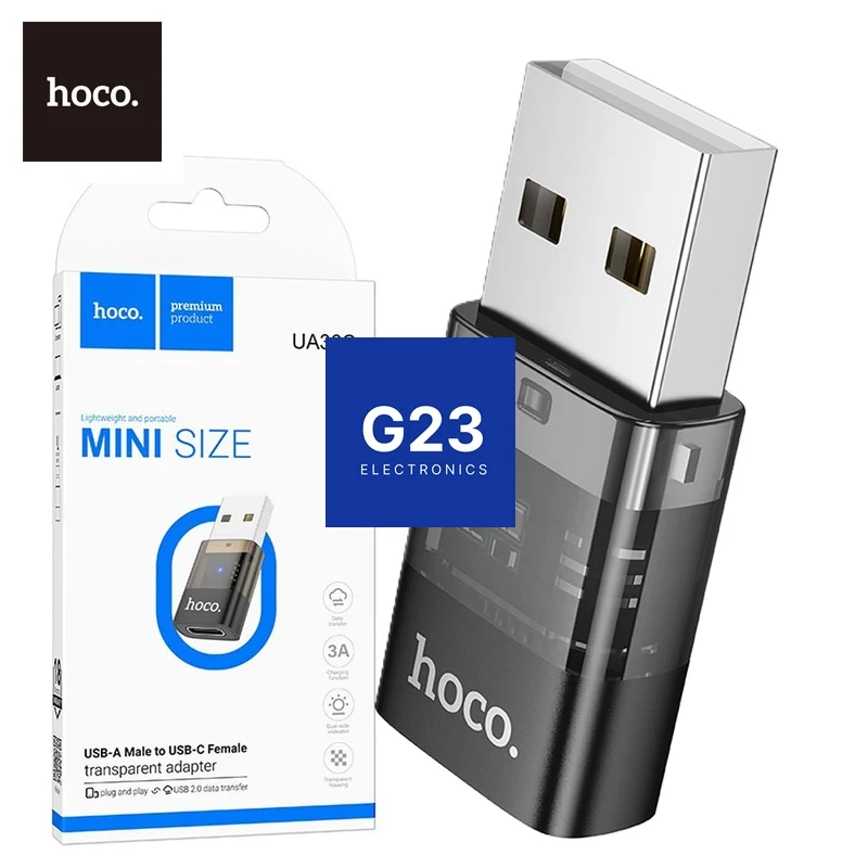 Hoco UA36C Type-C lizdas į USB 3.0 jungtis juodos spalvos originalioje pakuotėje